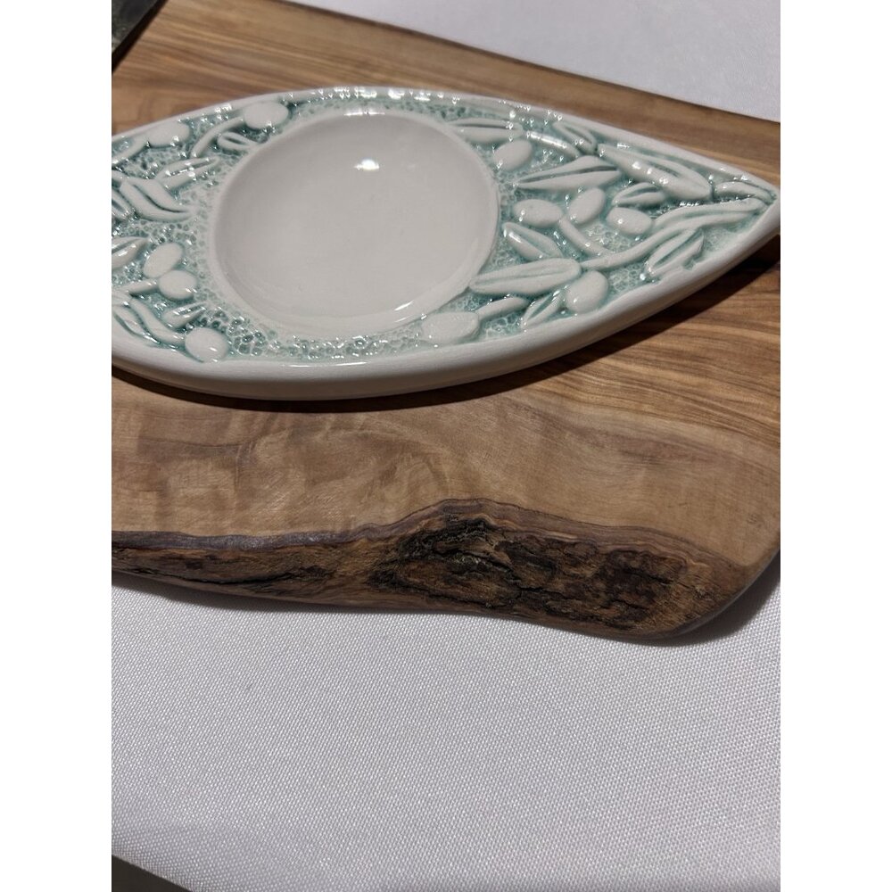 Olive Wood Cutting Charcuterie Board Bread Oil Dipping Plate Gift Set Italy - Picture 4 of 8